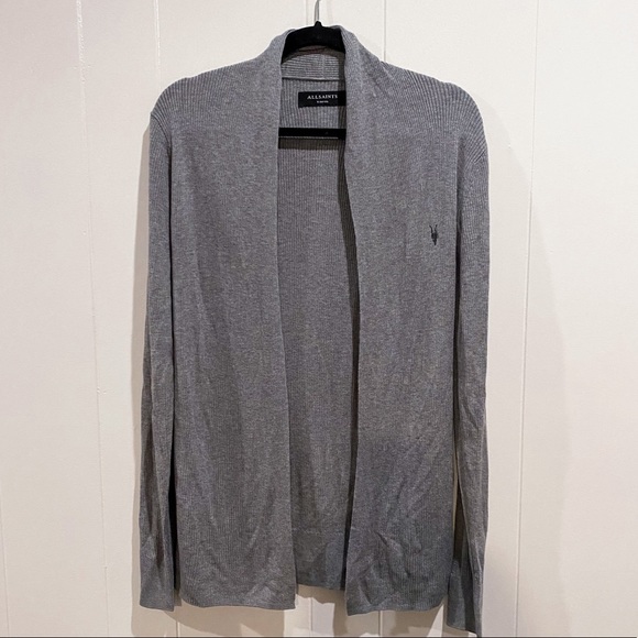 ALL SAINTS Nomo Ribbed Wool Open Front Cardigan Sweater - Picture 3 of 6